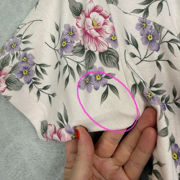 Vtg 90s Knit Maxi Dress Large Pink Floral Ties Cottage Modest Grandma Feminine - Picture 4 of 15